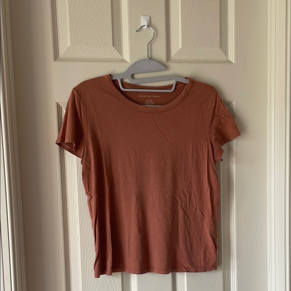 American Eagle Outfitters Brown Fitted Short Sleeve Tee